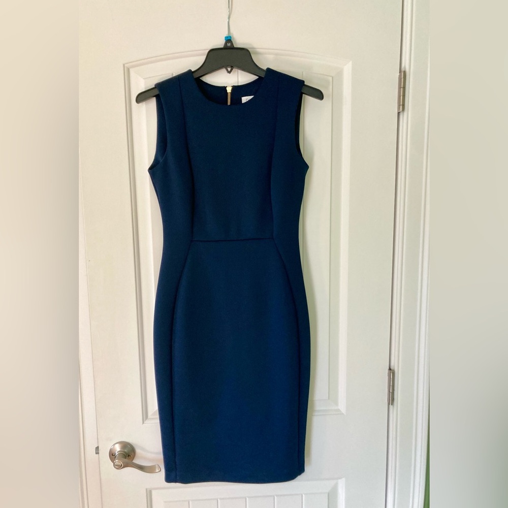 Calvin Klein navy blue sheath cocktail dress (knee-length)